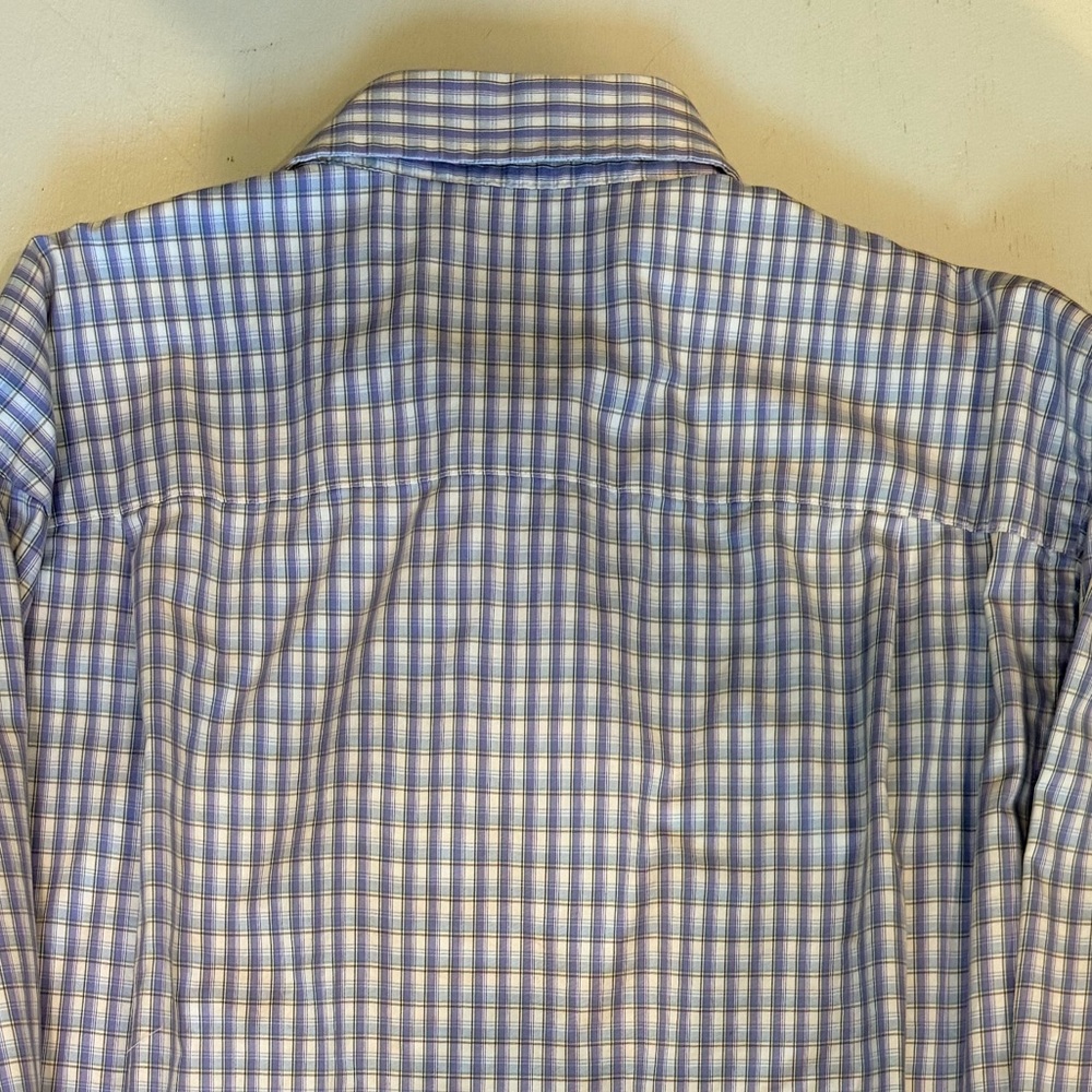 David Donahue Fusion Performance,  L/XL/17, Checkered Button Down Shirt - Picture 6 of 12